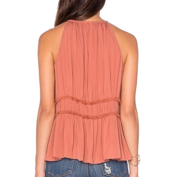 Cinq A Sept Lotus Peplum Silk Halter Top - Picture 10 of 12